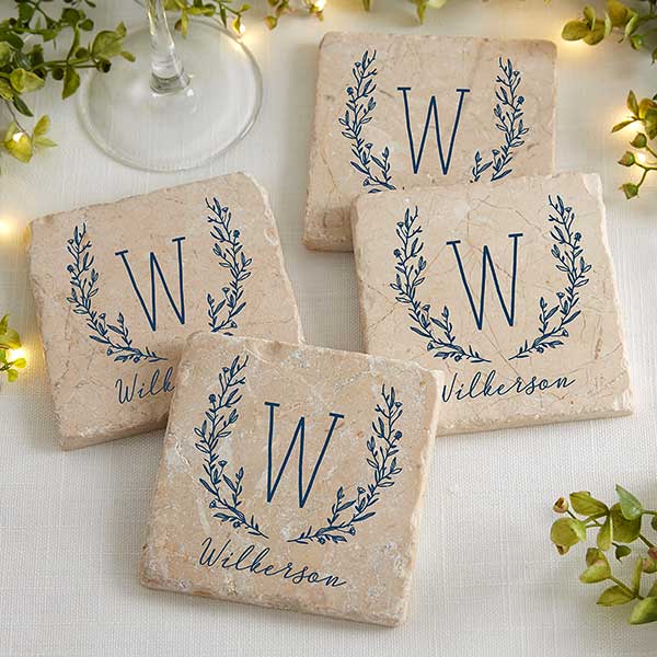 Personalized Stone Coasters - Floral 