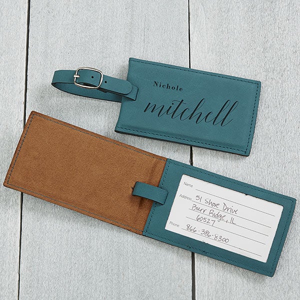 Stylish Name Personalized Teal Bag Tag