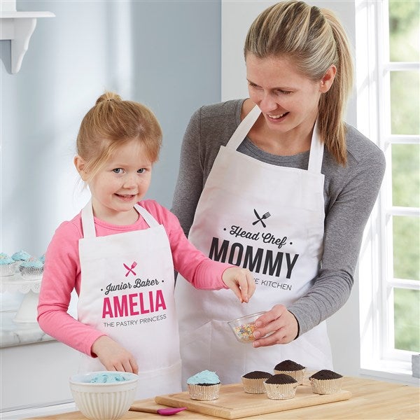 Personalised Matching Mother and Daughter Aprons, Embroidered