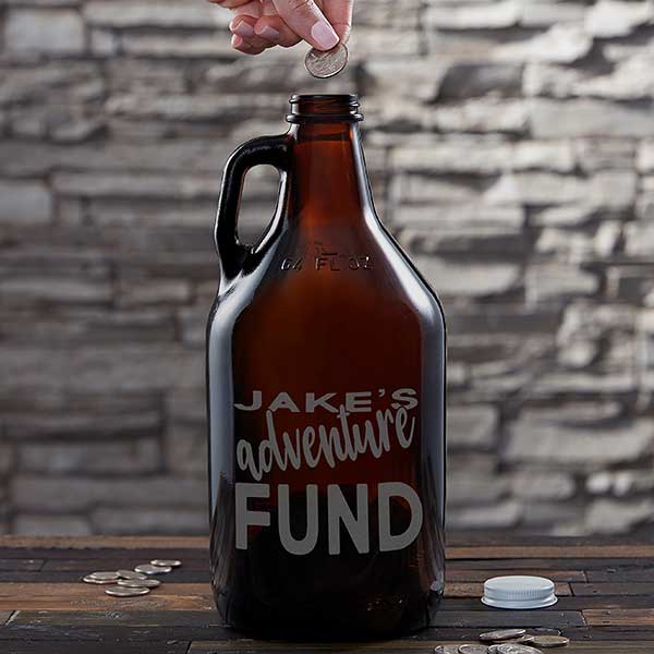 Personalized Beer Growler Piggy Bank For Adults - 20497