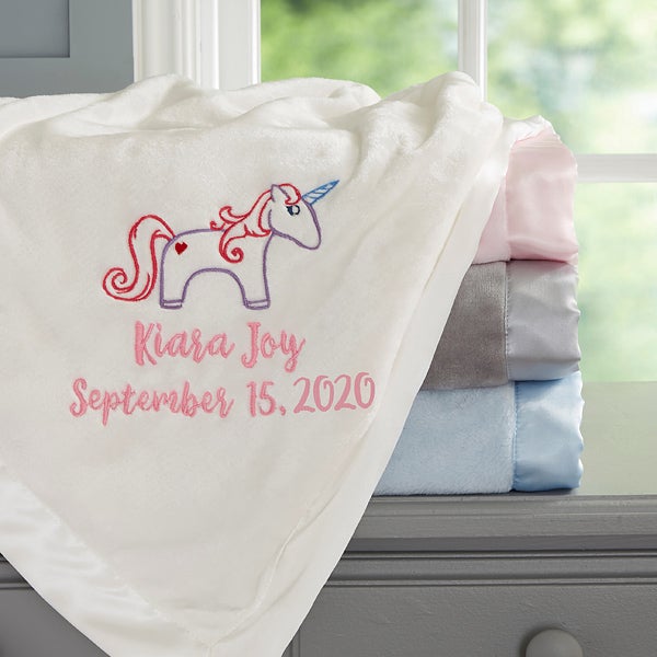 personalized unicorn baby blanket