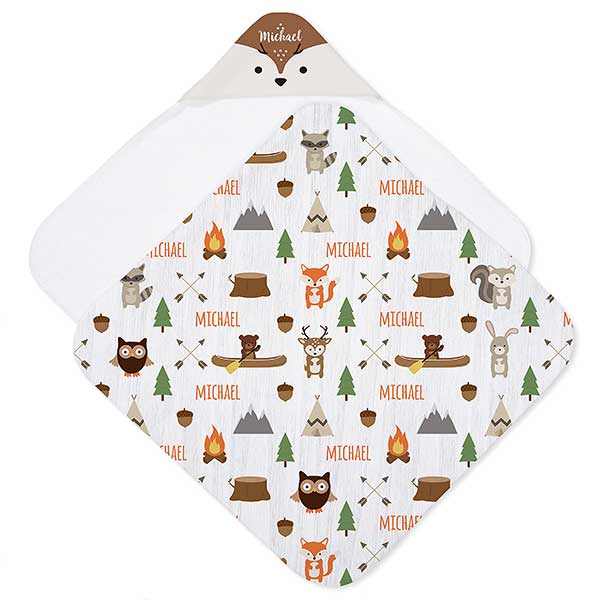 Woodland Adventure Deer Personalized Hooded Towel