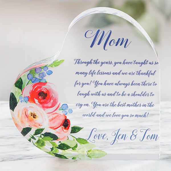 Personalized Acrylic Heart Keepsake Gift For Mom