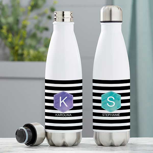 Modern Stripe Personalized Insulated Water Bottles - 21088
