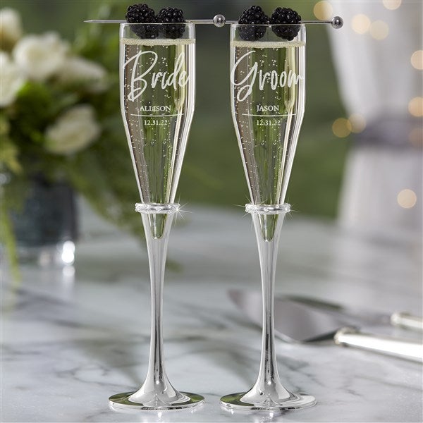 engraved crystal champagne glasses