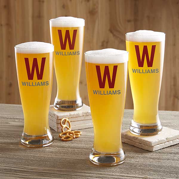 Personalized Tall Pilsner Beer Glass (Set of 4)