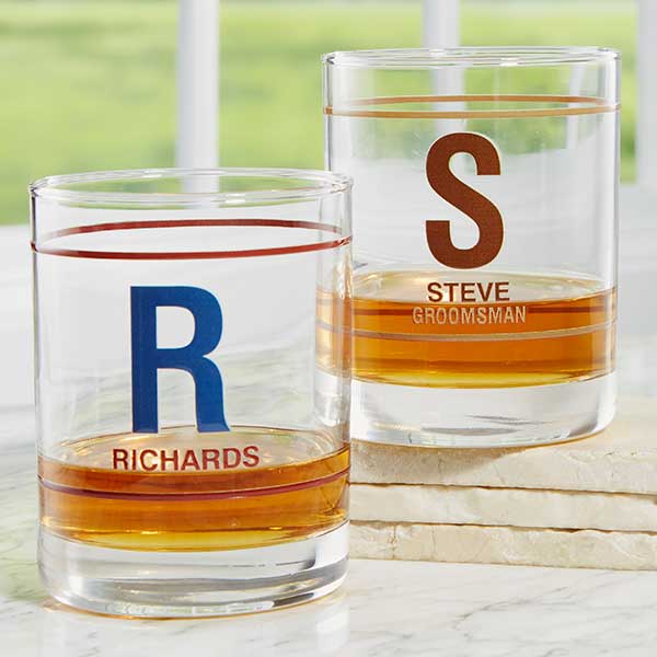 Monogram And Name Personalized Whiskey Glasses