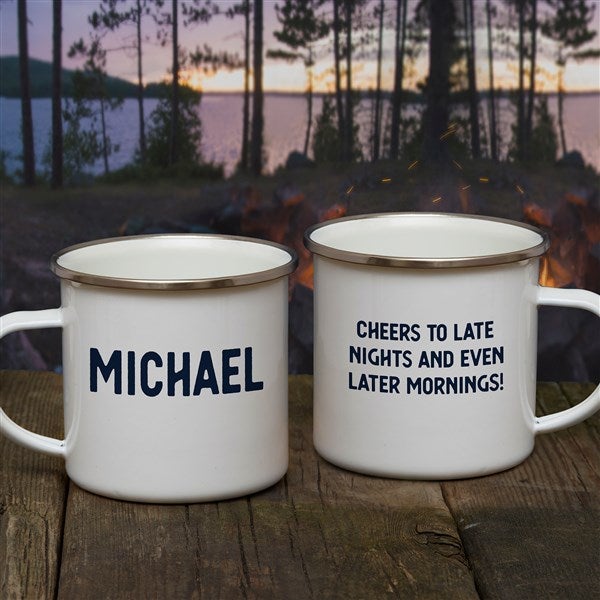 Custom Wedding Enamel Camping Mugs, Personalized Enamel Cups