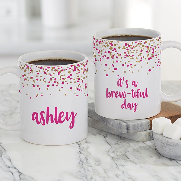 Sparkling Name Personalized White Coffee Mug