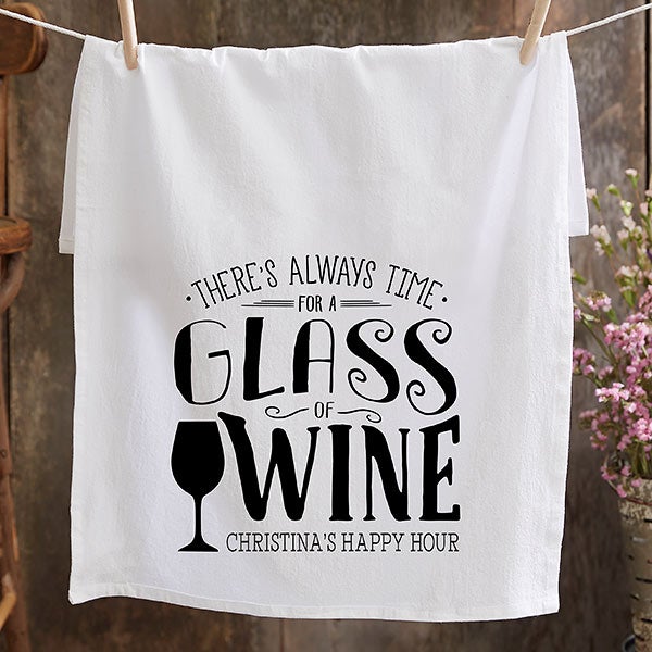 Personalized Bar Towels - Always Time For Wine - 21367