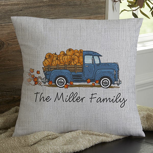 Personalized Fall Throw Pillows - Classic Fall Vintage Truck - 21438