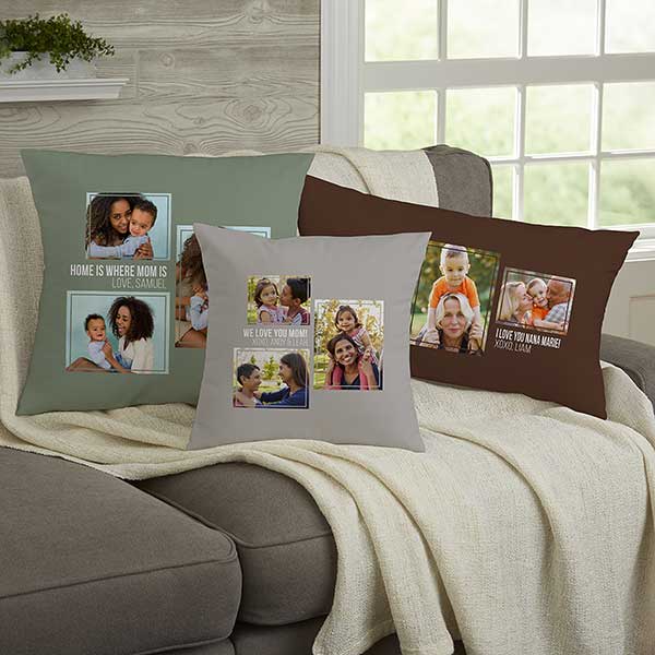 For Her 3 Photo Collage Personalized Small Throw Pillow