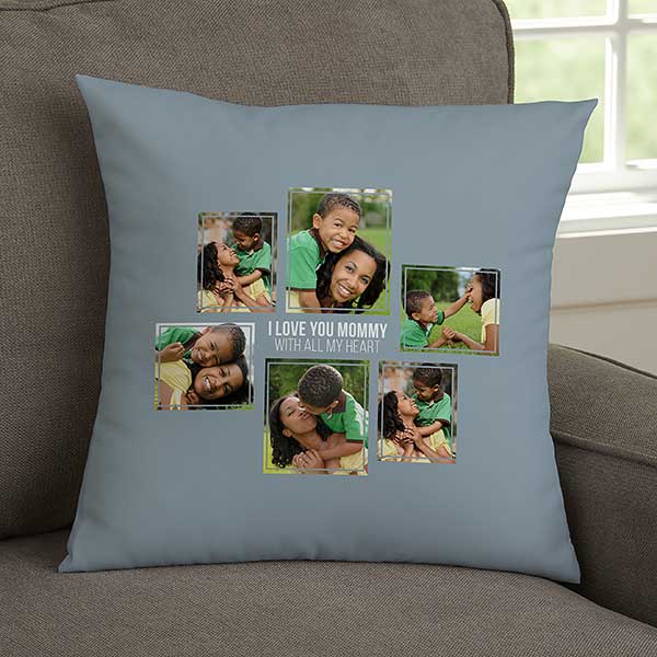 For Her 6 Photo Collage Personalized Small Throw Pillow