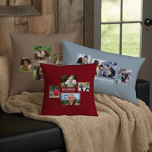 4 Photo Collage For Him Personalized 14-inch Velvet Pillow