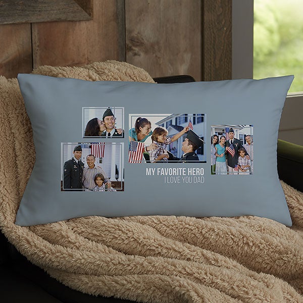 Personalized 4 Photo Collage Throw Pillows For Dad - 21461