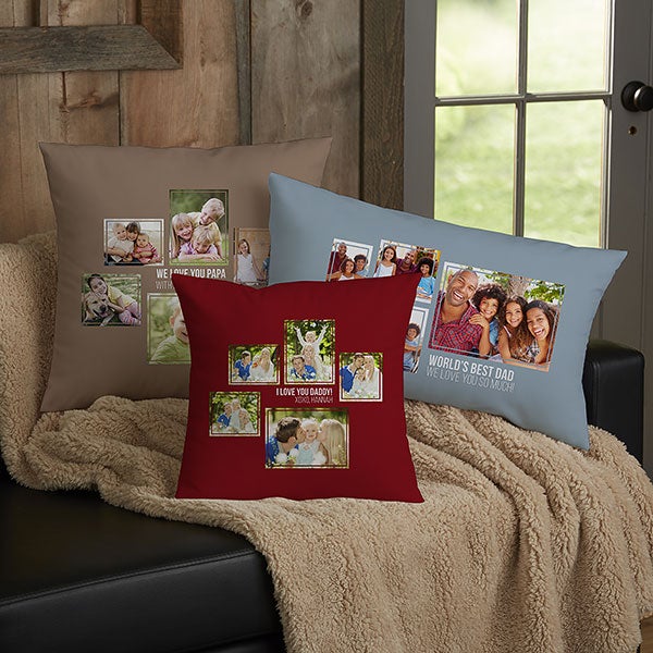 Men's 5 Photo Collage Personalized Lumbar Pillow