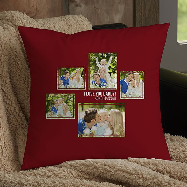 Personalized 5 Photo Collage Throw Pillows For Dad - 21462
