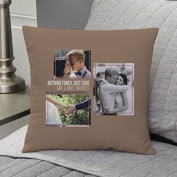 Wedding Photo Collage - Custom 3 Photo Throw Pillows - 21466