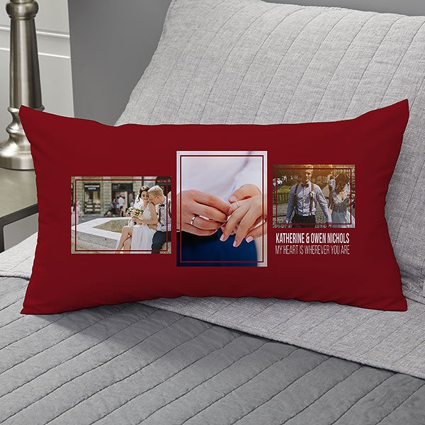 Wedding Photo Collage - Custom 3 Photo Throw Pillows - 21466