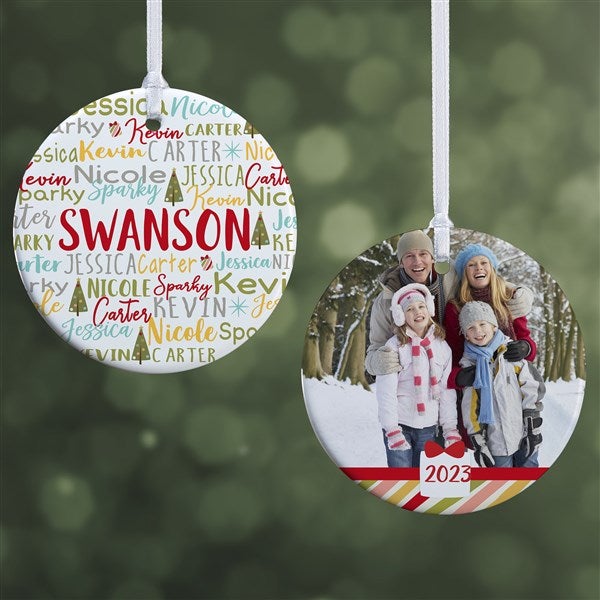 Whimsical Winter Family Photo Ornament