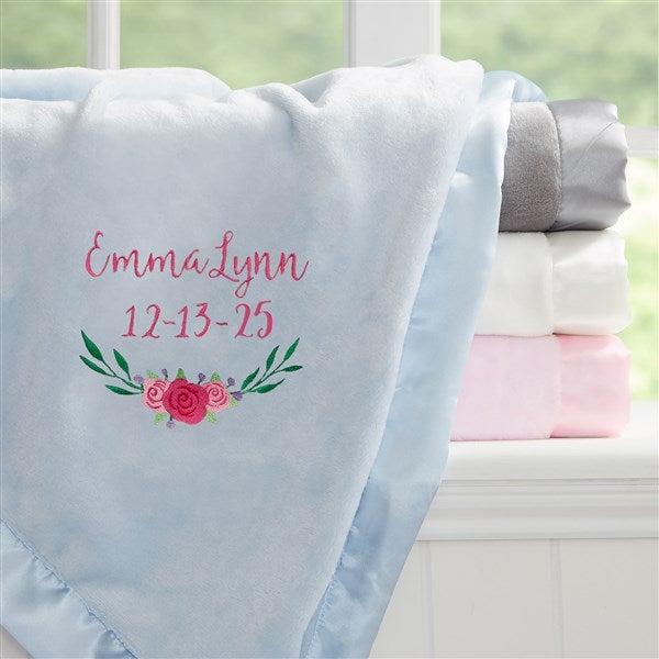 Embroidered Floral Baby Blankets - 21731