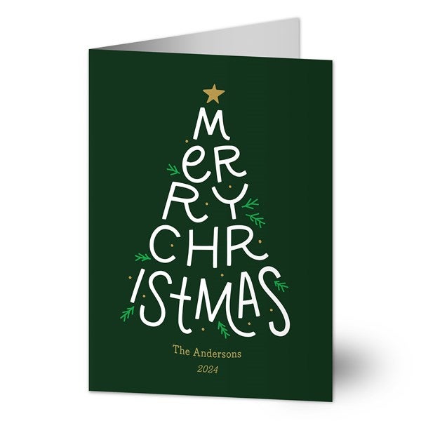 Merry Christmas Tree Personalized Christmas Cards - 21783