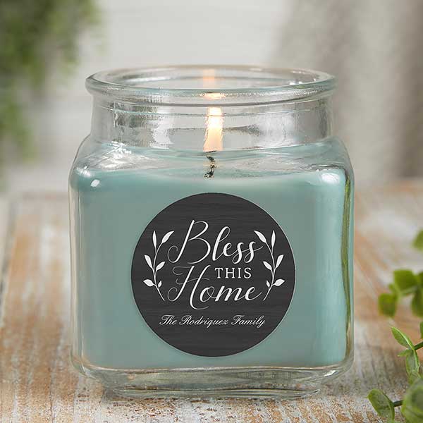 Bless This Home Personalized Scented Candle Jars - 21913