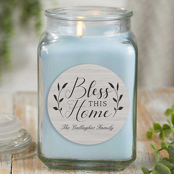 Bless This Home Personalized Scented Candle Jars - 21913