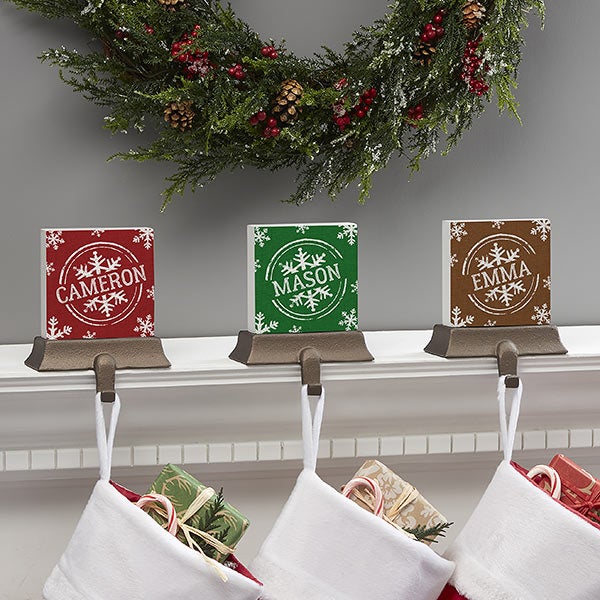 Stamped Snowflake Personalized Stocking Holders  - 21946