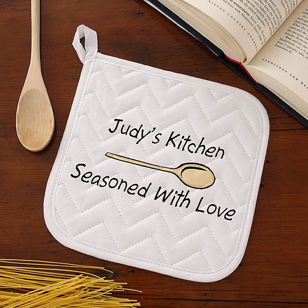 Personalized Pot Holders with Cute Decals & Custom Split Monograms