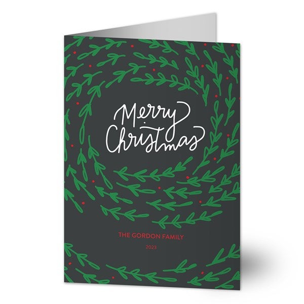 Circle of Leaves Personalized Christmas Cards - 22017