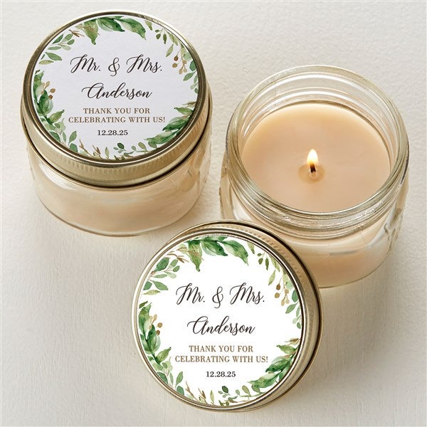 Personalized Laurels of Love Mason Jar Candle Favors - 22049