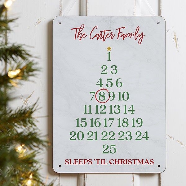 Sleeps Until Christmas Personalized Dry Erase Sign - 22087