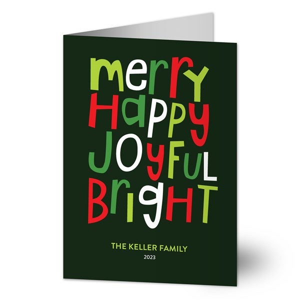 Merry Happy Joyful Bright Holiday Cards - 22183