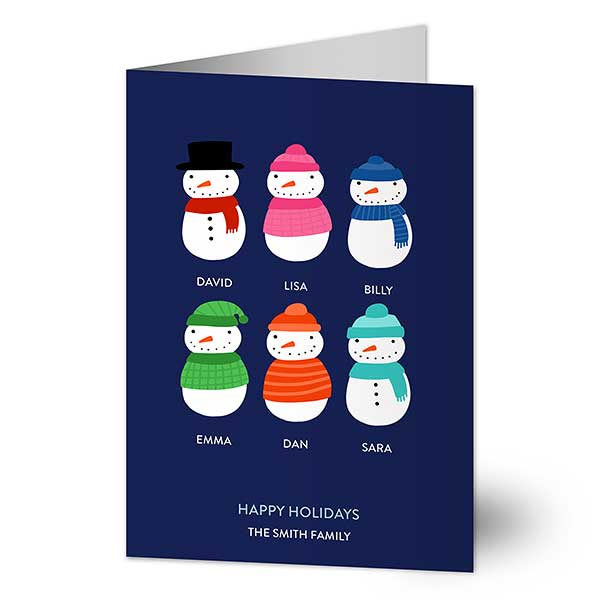 Snowman Family Personalized Holiday Cards - 22198