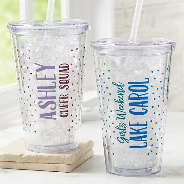 17 Oz Double Wall Plastic Drink Tumblers with Lids and Straws