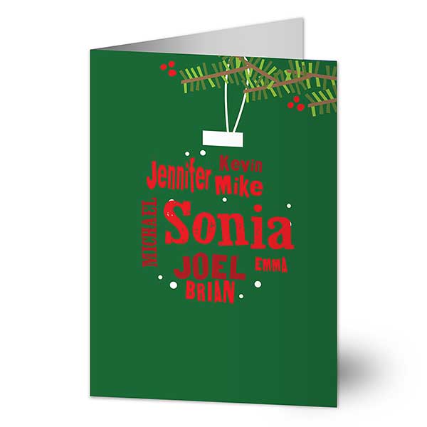 Ornament Names Personalized Holiday Cards - 22281