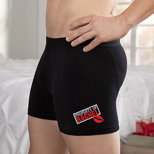 Personalized Black Boxer Briefs - Sealed With A Kiss