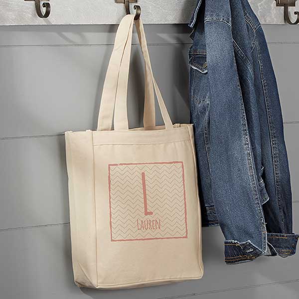 Initial & Name Personalized Canvas Tote Bags - 22617