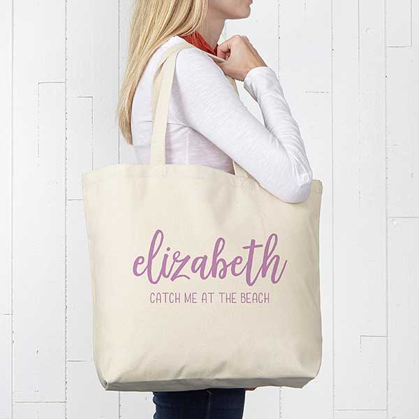 Scripty Style Large Canvas Beach Bag