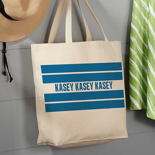 Personalized Stripe Tote Choose Color