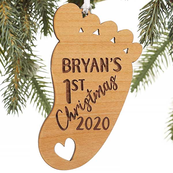 baby footprint christmas ornament