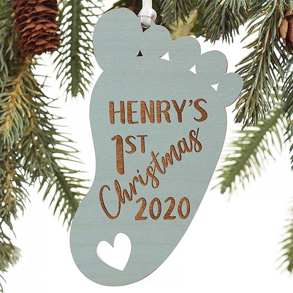 baby footprint christmas ornament