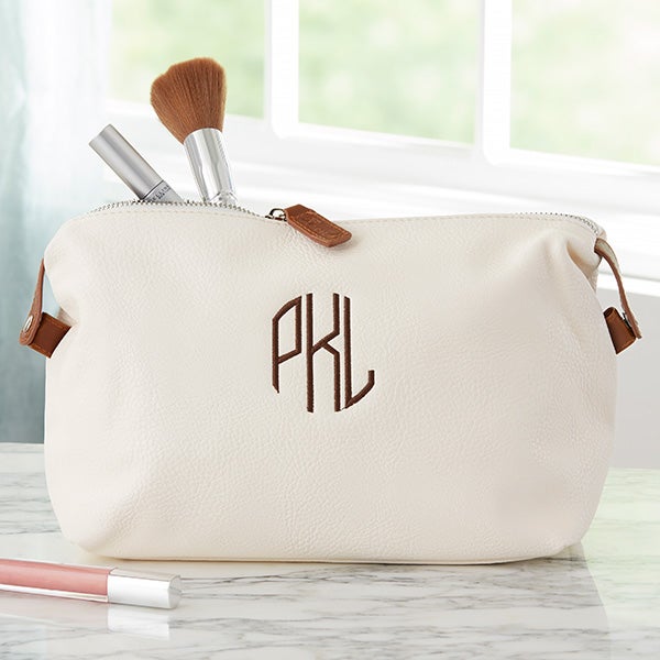 Personalized Embroidery Small Makeup Bag PU Leather Travel