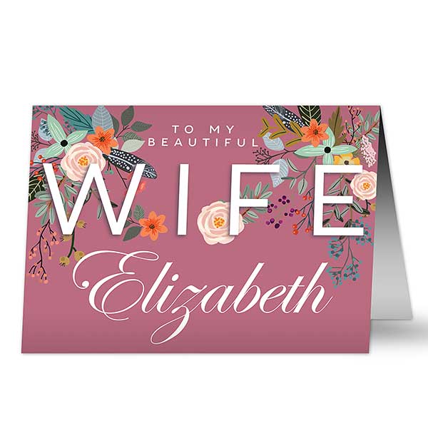 Floral Wife Personalized Greeting Cards - 23008