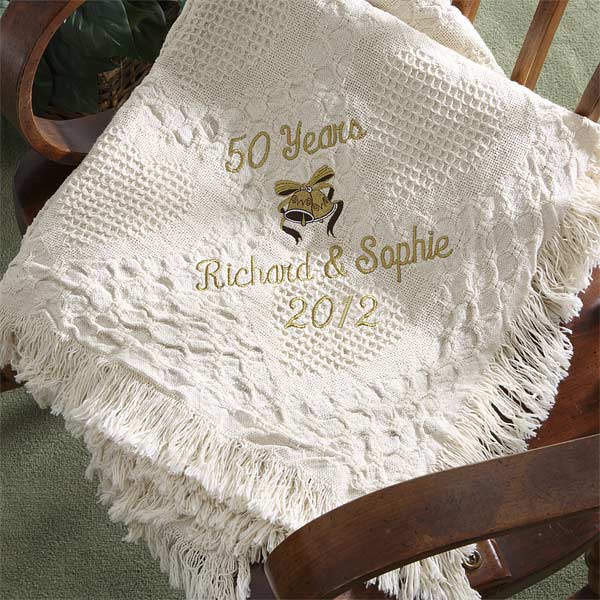 Golden 50th Anniversary Personalized Afghan - 2319