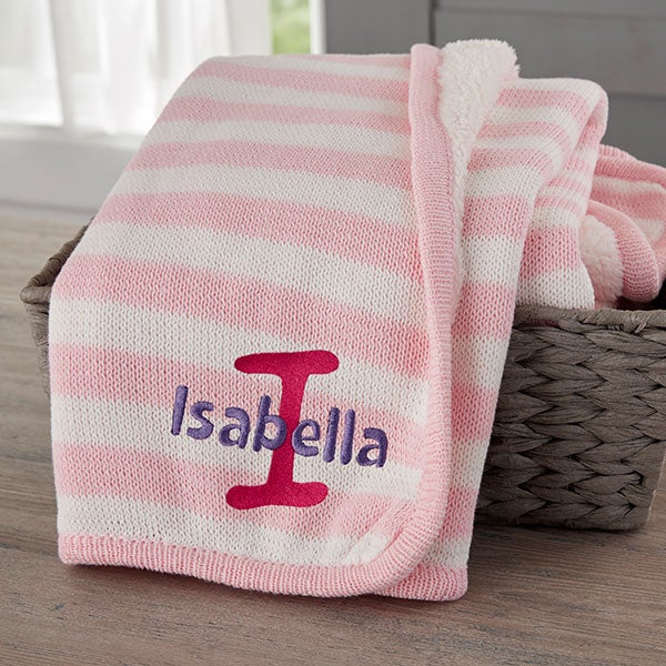 Personalized Knit Baby Blankets - Name & Initial - 23247