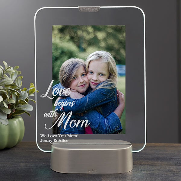 Love Begins With Mom Personalized LED Picture Frame - Vertical