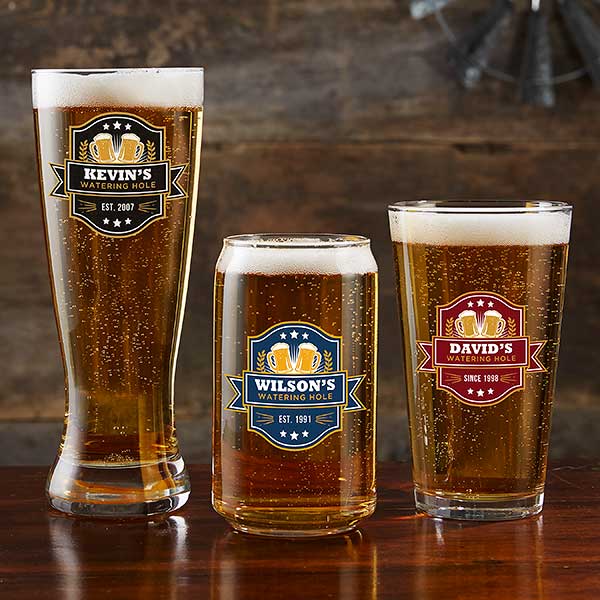 Watering Hole Personalized Pilsner Beer Glass