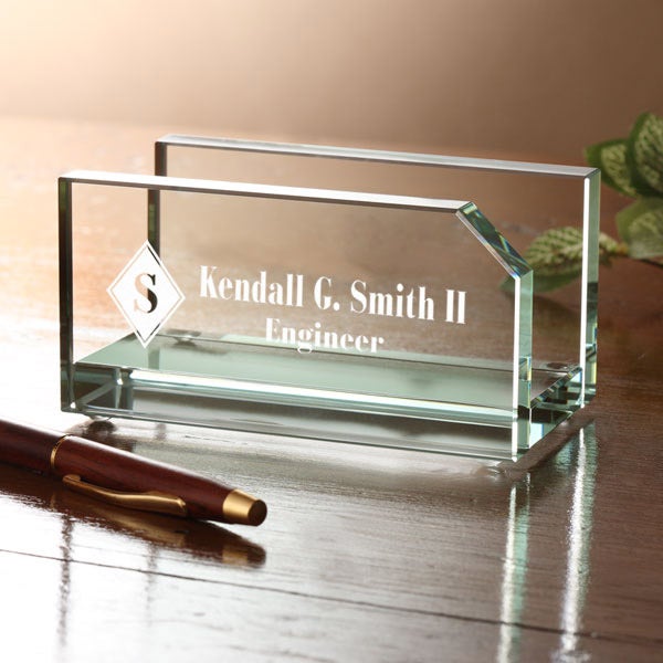 Personalized Executive Glass Business Card Holder